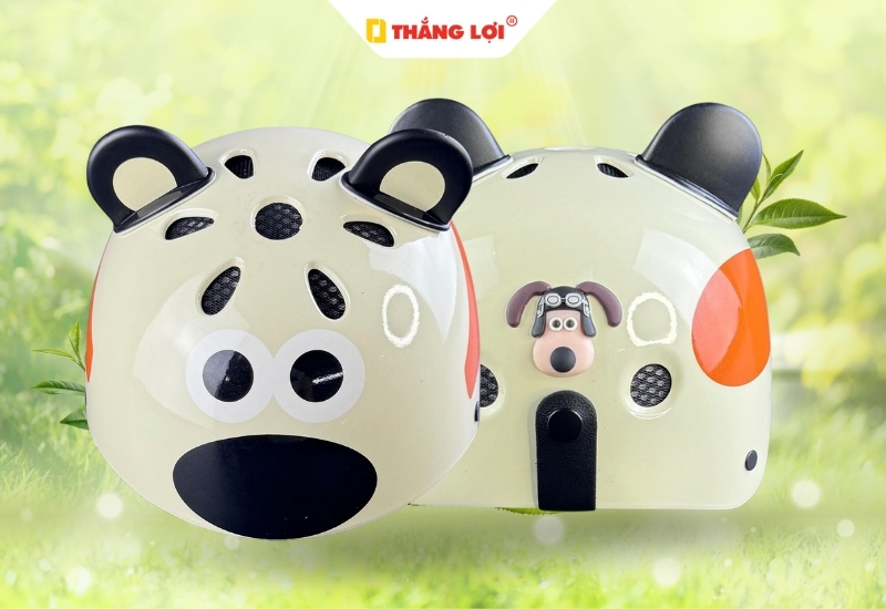 Nón bảo hiểm in logo hoạt hình gấu chó