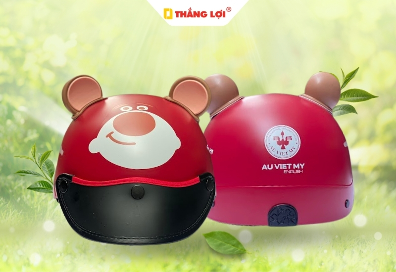 Nón bảo hiểm in logo hoạt hình Gấu Dâu