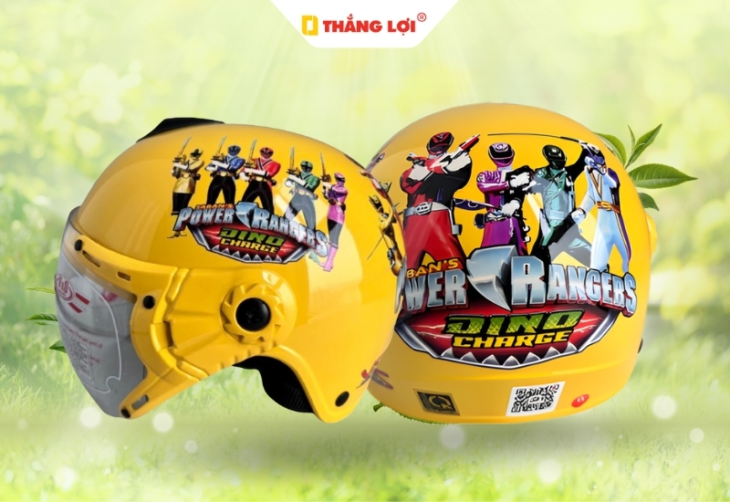 Nón bảo hiểm 3 phẩn 4 in logo hoạt hình năm anh em siêu nhân