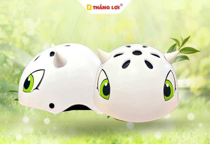 Nón bảo hiểm in logo hoạt hình rồng bay trắng