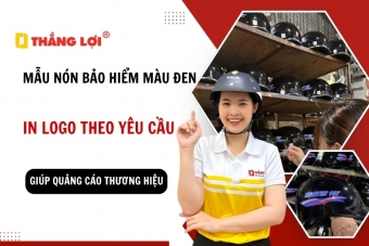 Mẫu nón bảo hiểm màu đen in logo theo yêu cầu
