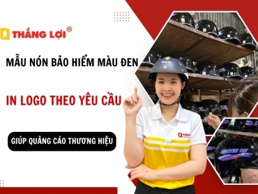 Mẫu nón bảo hiểm màu đen in logo theo yêu cầu