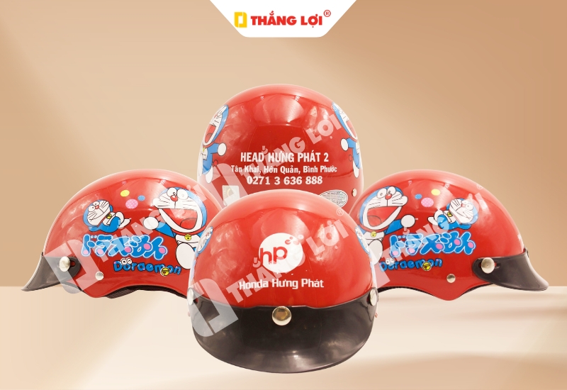 Mẫu nón bảo hiểm màu đỏ cho đơn vị Hưng Phát 2