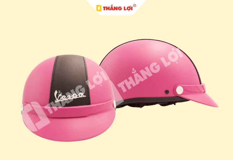 Nón bảo hiểm màu hồng ốp da cho Vespa Style Edition