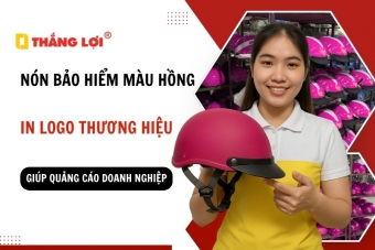Mẫu nón bảo hiểm màu hồng in logo thương hiệu