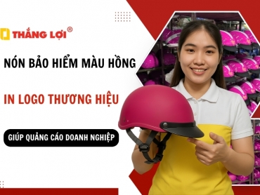 Mẫu nón bảo hiểm màu hồng in logo thương hiệu