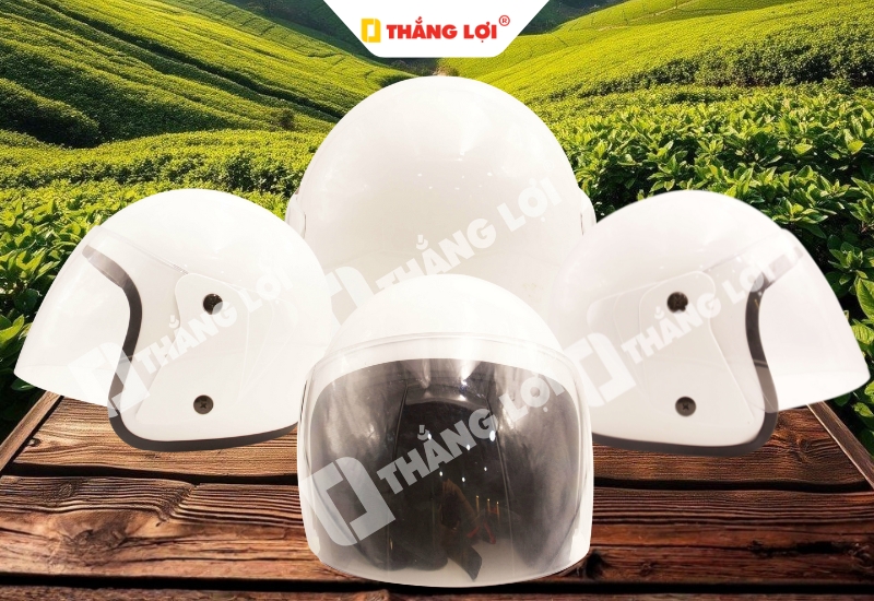 Mẫu nón bảo hiểm 3 phần 4 màu trắng