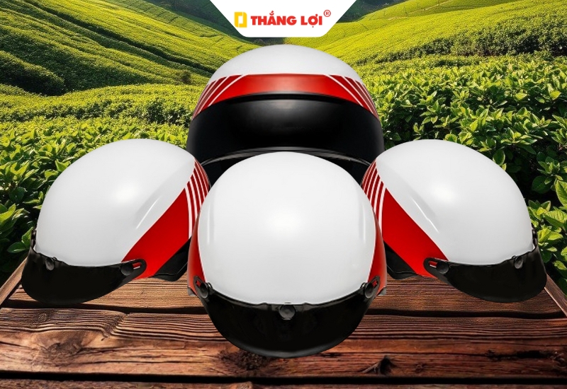 Mẫu nón bảo hiểm nửa đầu màu trắng