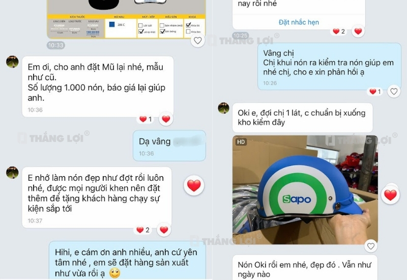 Đánh giá của doanh nghiệp đã sử dụng nón bảo hiểm màu xanh dương của Thắng Lợi