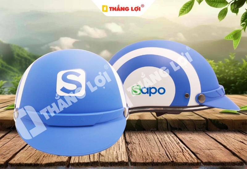 Mẫu nón bảo hiểm màu xanh cho doanh nghiệp công nghệ Sapo
