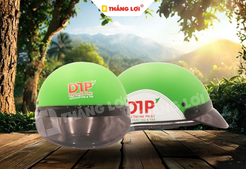 Mẫu nón bảo hiểm màu màu xanh lá cho dịch vụ kế toán Đại Thịnh Phát