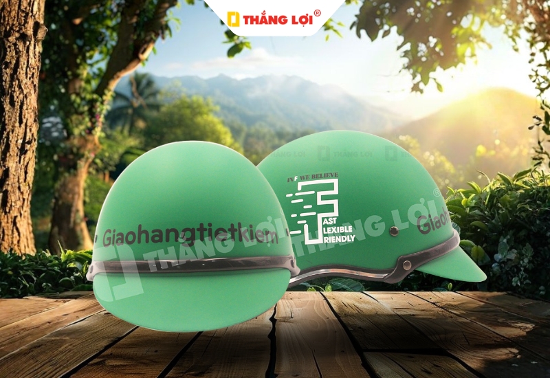 Mẫu nón bảo hiểm màu xanh lá cho đơn vị vận chuyển Giao hàng tiết kiệm