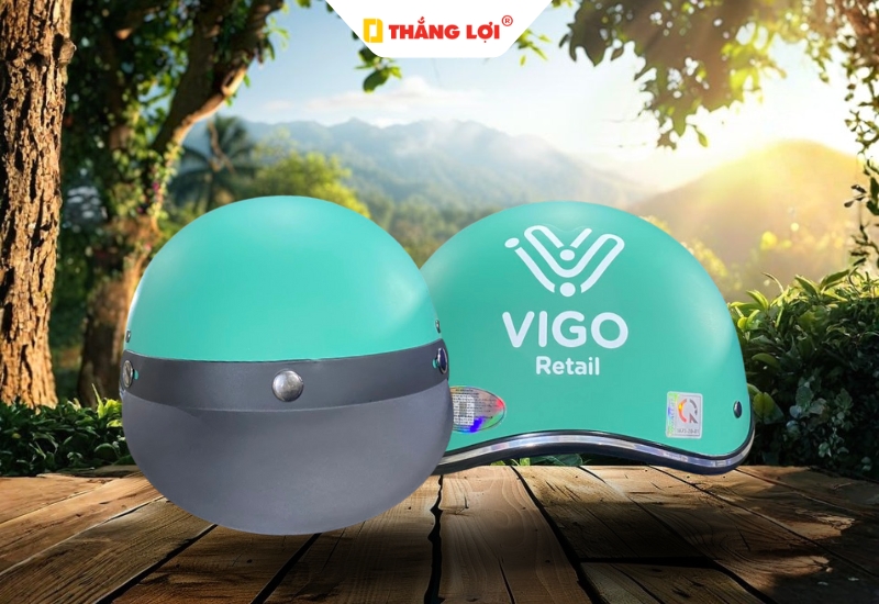 Mẫu nón bảo hiểm màu màu xanh lá cho công nghệ Vigo Retail
