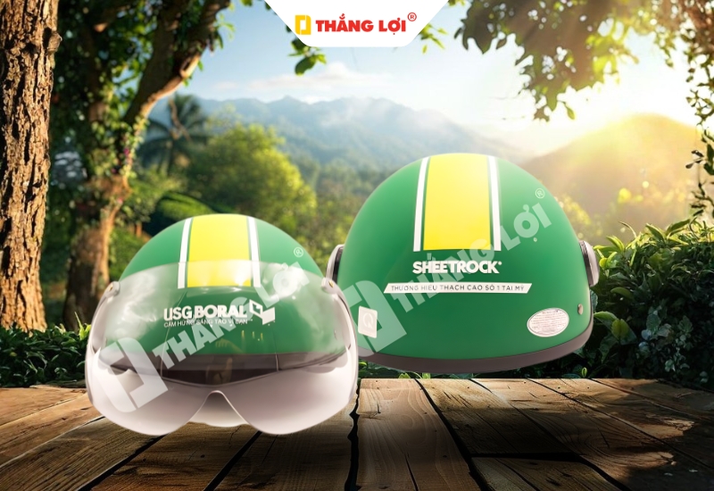 Mẫu nón bảo hiểm màu màu xanh lá cho thương hiệu thạch cao USG BORAL