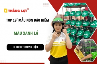Mẫu nón bảo hiểm màu xanh lá in logo thương hiệu