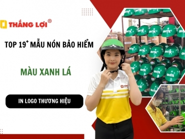 Mẫu nón bảo hiểm màu xanh lá in logo thương hiệu