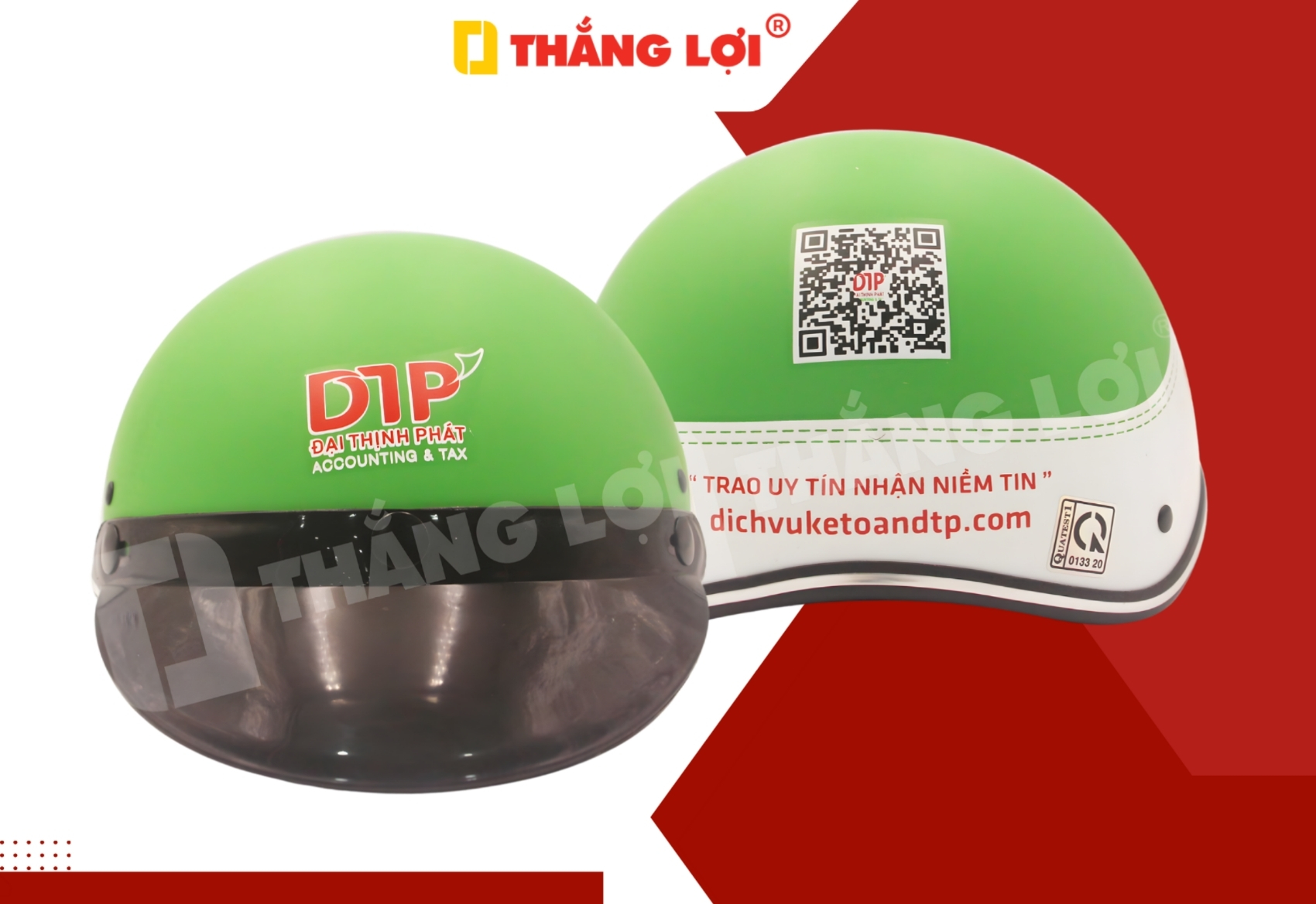 Mẫu nón bảo hiểm QR Code in logo Đại Thịnh Phát
