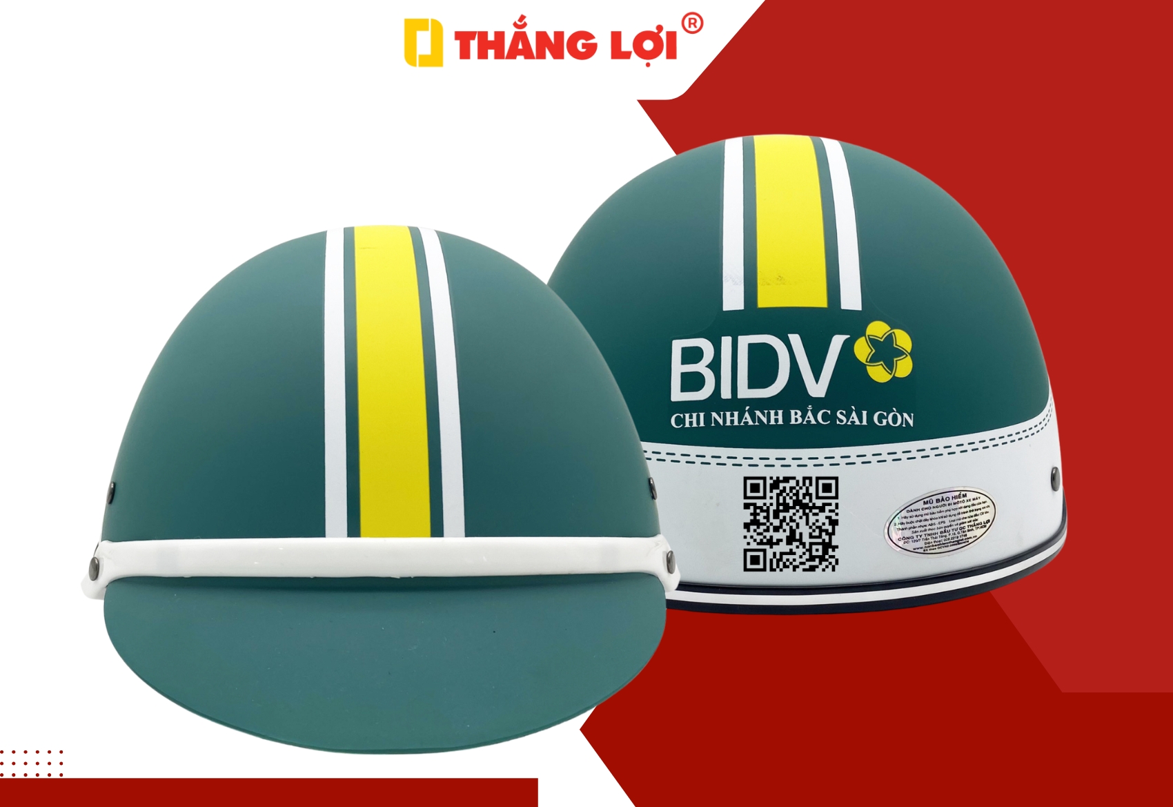 Mẫu nón bảo hiểm QR Code in logo Ngân hàng BIDV