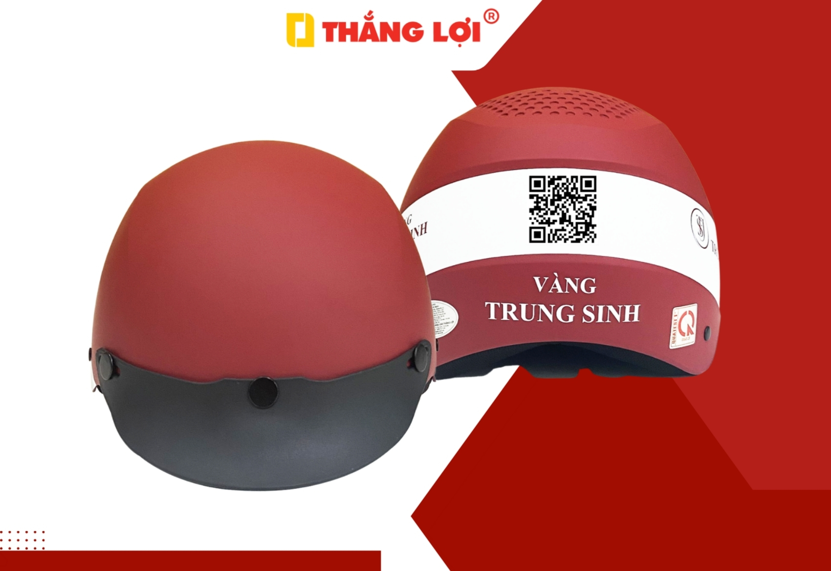 Mẫu nón bảo hiểm QR Code in logo Tiệm vàng Trung Sinh