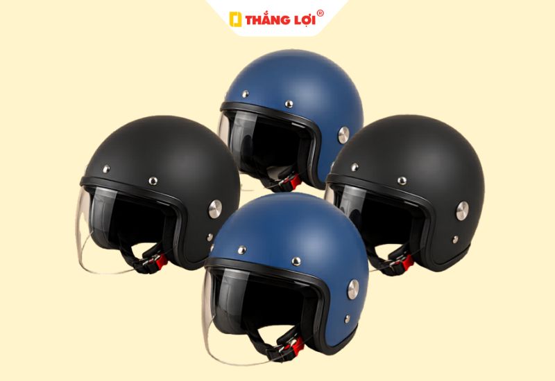 Nón bảo hiểm 3 4 màu xanh và đen hợp mệnh Thủy đẹp