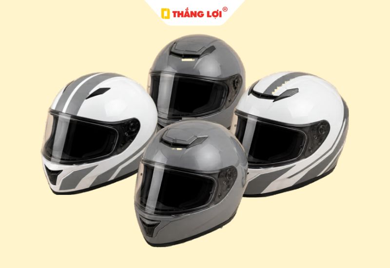 Nón fullface trắng tem xám hợp mệnh Thủy cho dân phượt
