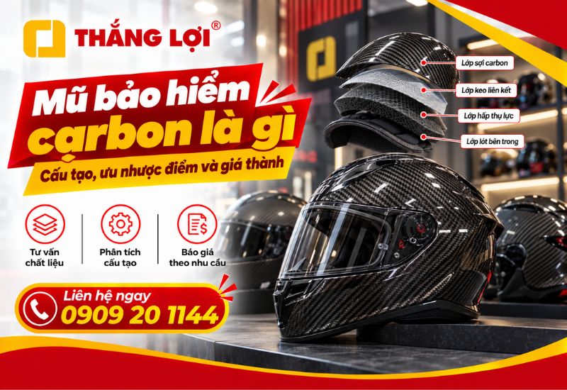 Mũ bảo hiểm carbon là gì? Cấu tạo, ưu điểm và lý do giá thành cao
