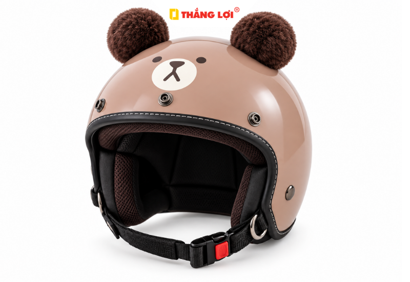Mũ bảo hiểm 3/4 cute phối màu thời trang, dễ thương cho nữ