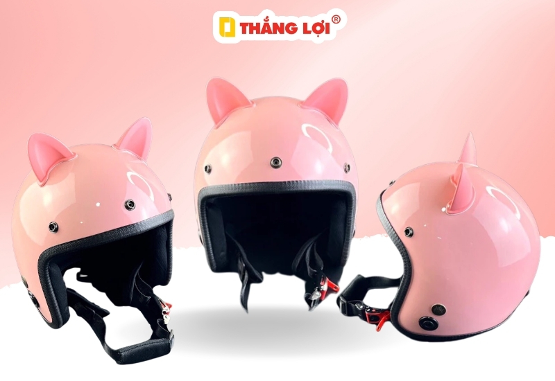 Mũ bảo hiểm 3/4 tai mèo cute