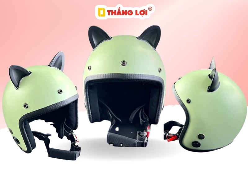 Mũ bảo hiểm 3 phần 4 tai mèo cute