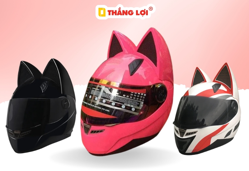 Mẫu mũ bảo hiểm moto tai mèo cho nữ