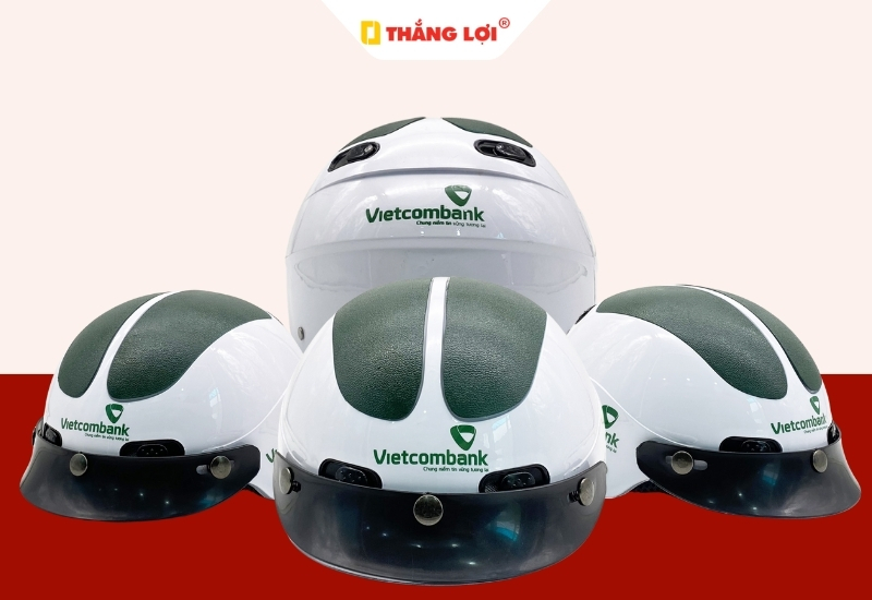 Nón bảo hiểm in logo quà tặng ngân hàng VIETCOMBANK