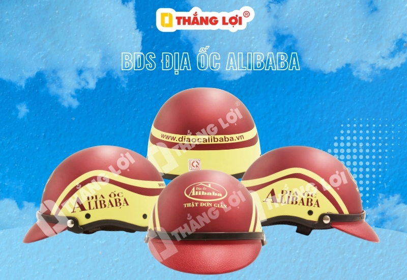 Nón bảo hiểm in logo Địa ốc Alibaba 