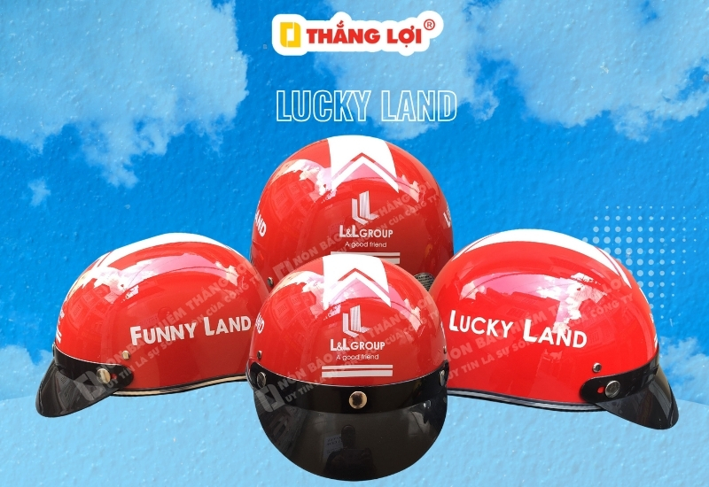 Nón bảo hiểm in logo Sàn Giao Dịch Bất Động Sản Lucky Land