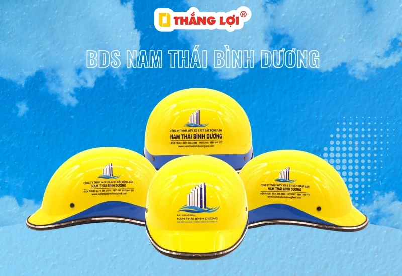 Nón bảo hiểm in logo bất động sản Nam Thái Bình Dương