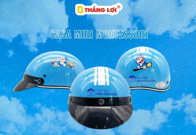 Nón bảo hiểm Doraemon trường Mầm non Casa MiRi Montessori