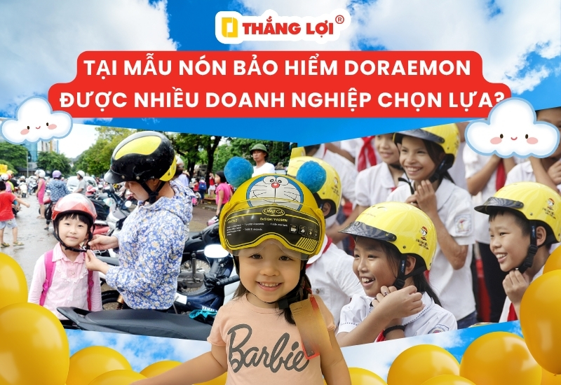 Tại mẫu nón bảo hiểm Doraemon in logo thương hiệu được nhiều doanh nghiệp chọn lựa?