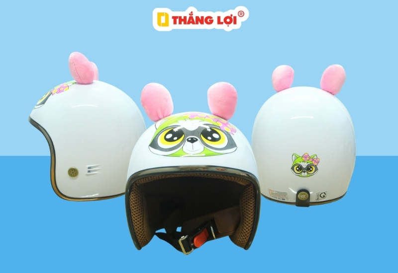 Mũ bảo hiểm 3/4 hình con cáo nhỏ cho bé gái