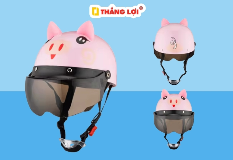 Mũ bảo hiểm hình con heo cute