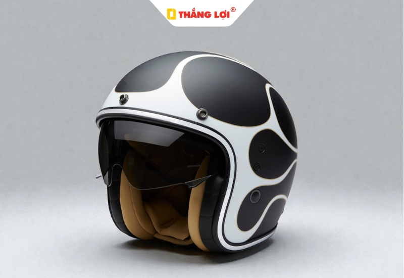 Nón bảo hiểm kính âm màu bò sữa