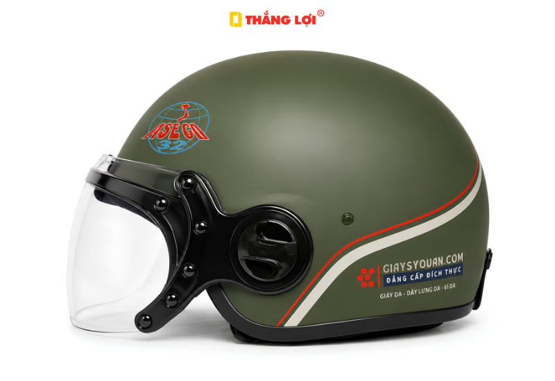 Mẫu nón xanh rêu phối màu theo bộ nhận diện thương hiệu