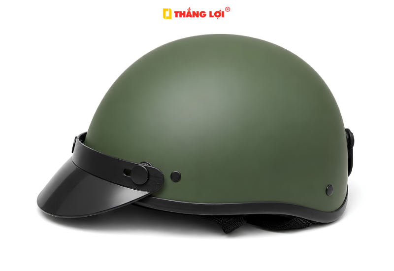 Nón bảo hiểm 1/2 đầu màu xanh rêu cho doanh nghiệp