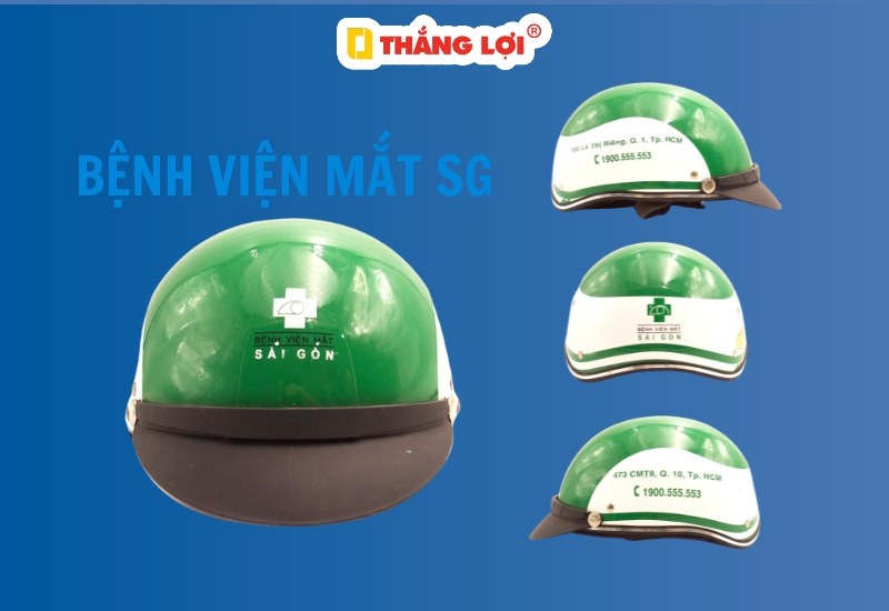 Nón bảo hiểm in logo Bệnh viện mắt Sài Gòn