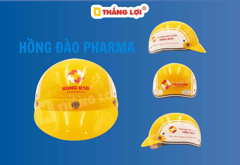 Nón bảo hiểm in logo Hồng Đào Pharmacy 