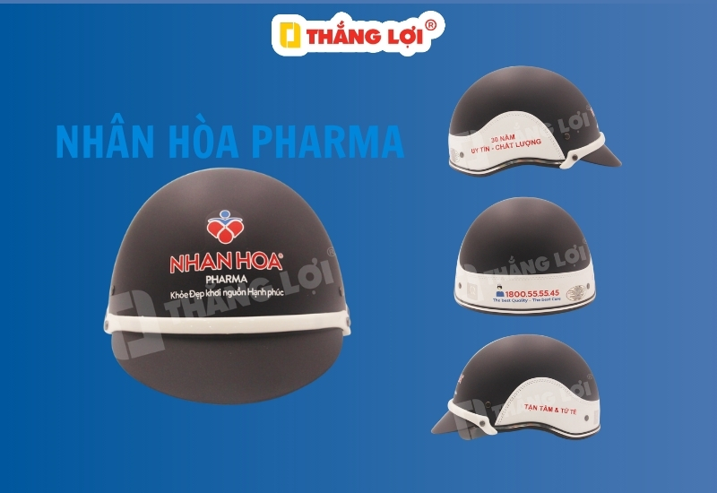 Nón bảo hiểm in logo Nhân Hòa Pharma màu đen