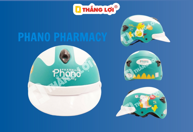 Nón bảo hiểm in logo Phano Pharmacy cho bé