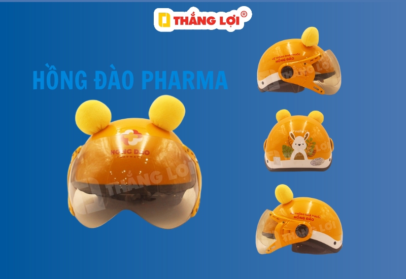 Nón bảo hiểm trẻ em in logo Hồng Đào Pharmacy