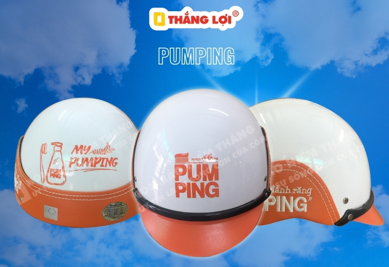 Nón bảo hiểm Pumping không kính màu cam