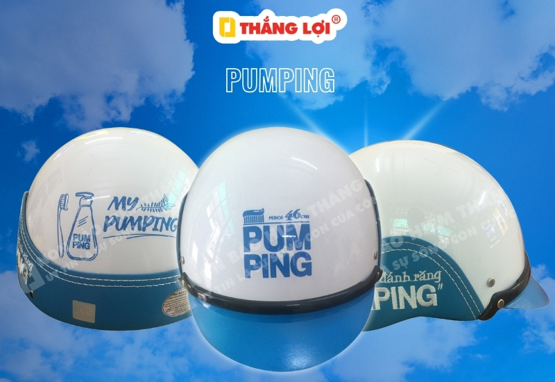 Nón bảo hiểm Pumping không kính xanh dương