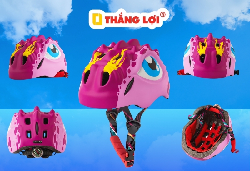 Nón bảo hiểm quà tặng cho trẻ em hình khủng long màu hồng