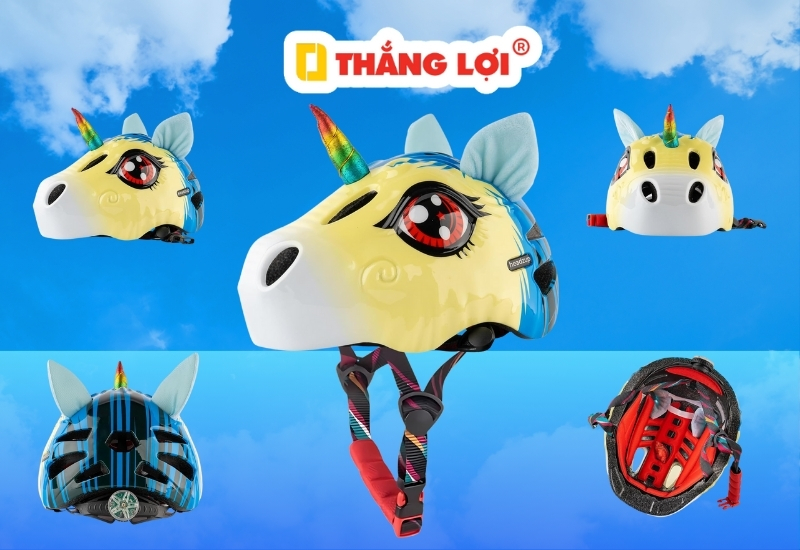 Nón bảo hiểm quà tặng cho trẻ em hình thú ngựa một sừng